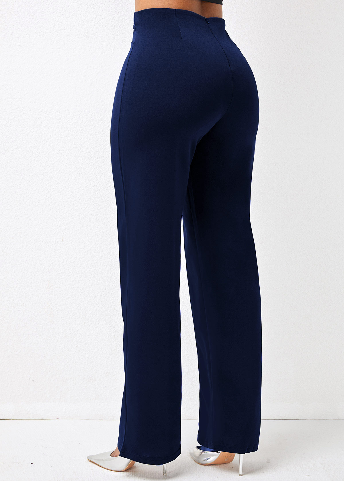 Navy Blue High Waisted Bowknot Pants