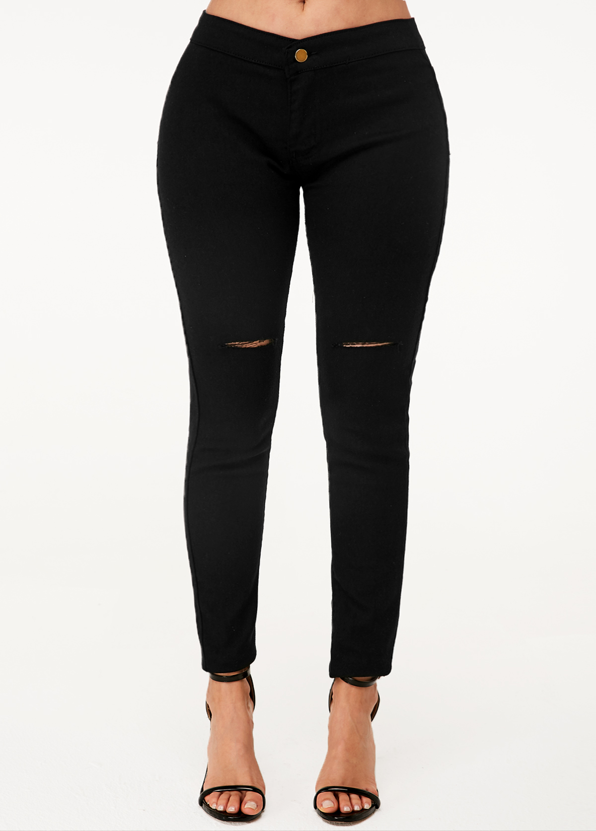 Black High Waist Shredded Skinny Jeans