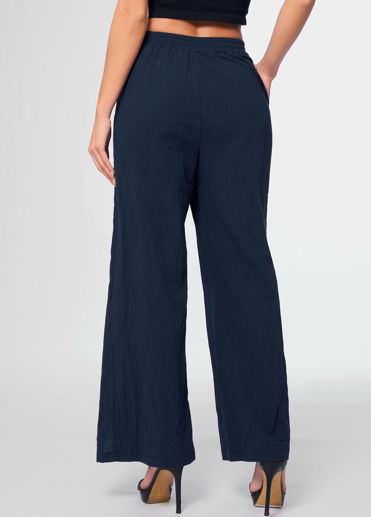 Pocket Button Detail High Waist Pants