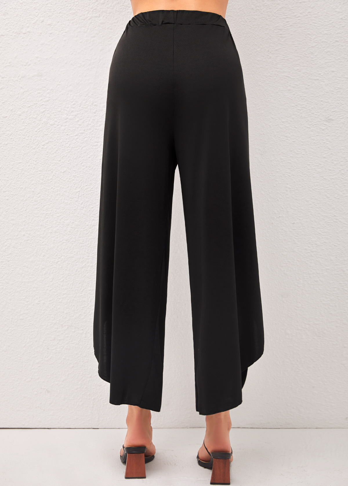 High Waisted Side Slit Black Pants