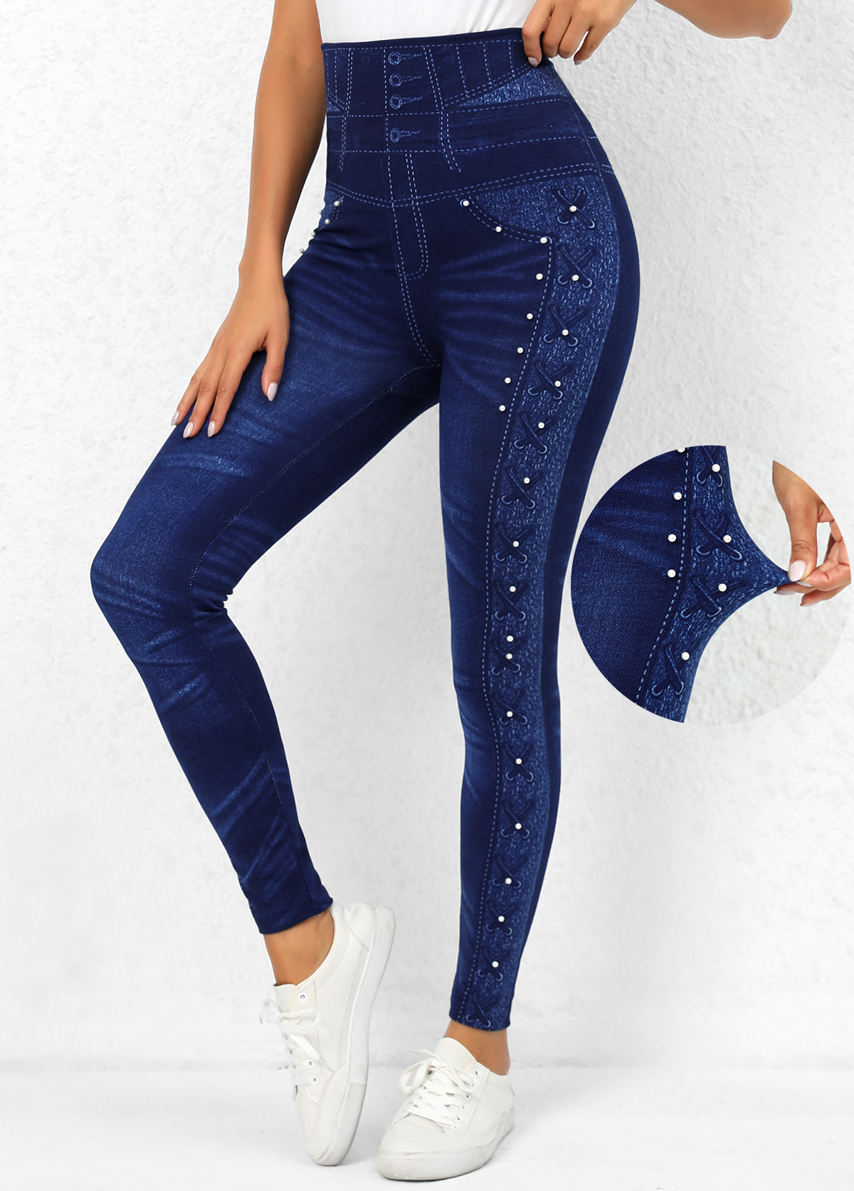 Beaded Elastic Waist Leggings