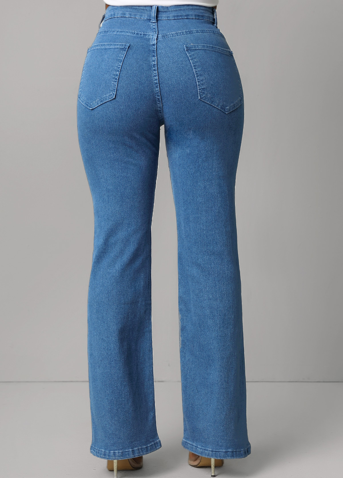 Pocket Button Fly Denim Blue Jeans