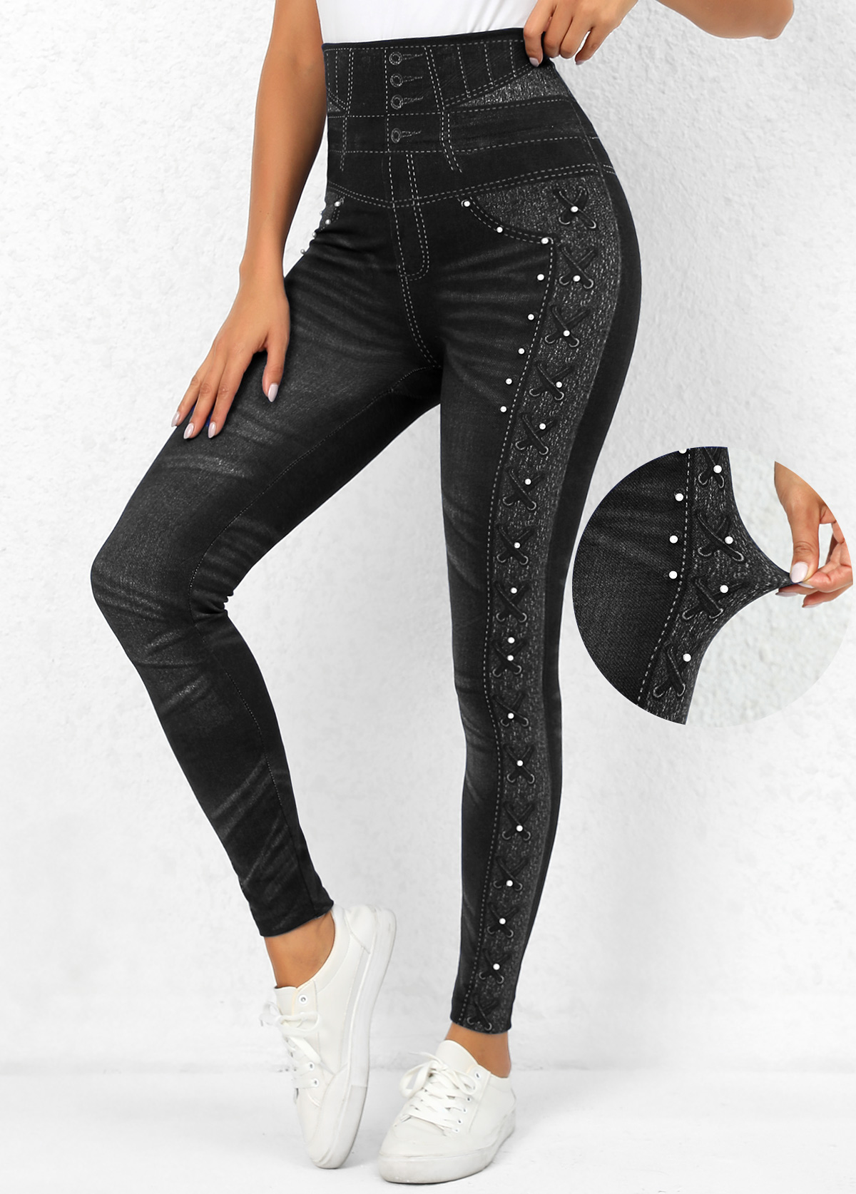 Beaded Elastic Waist Leggings