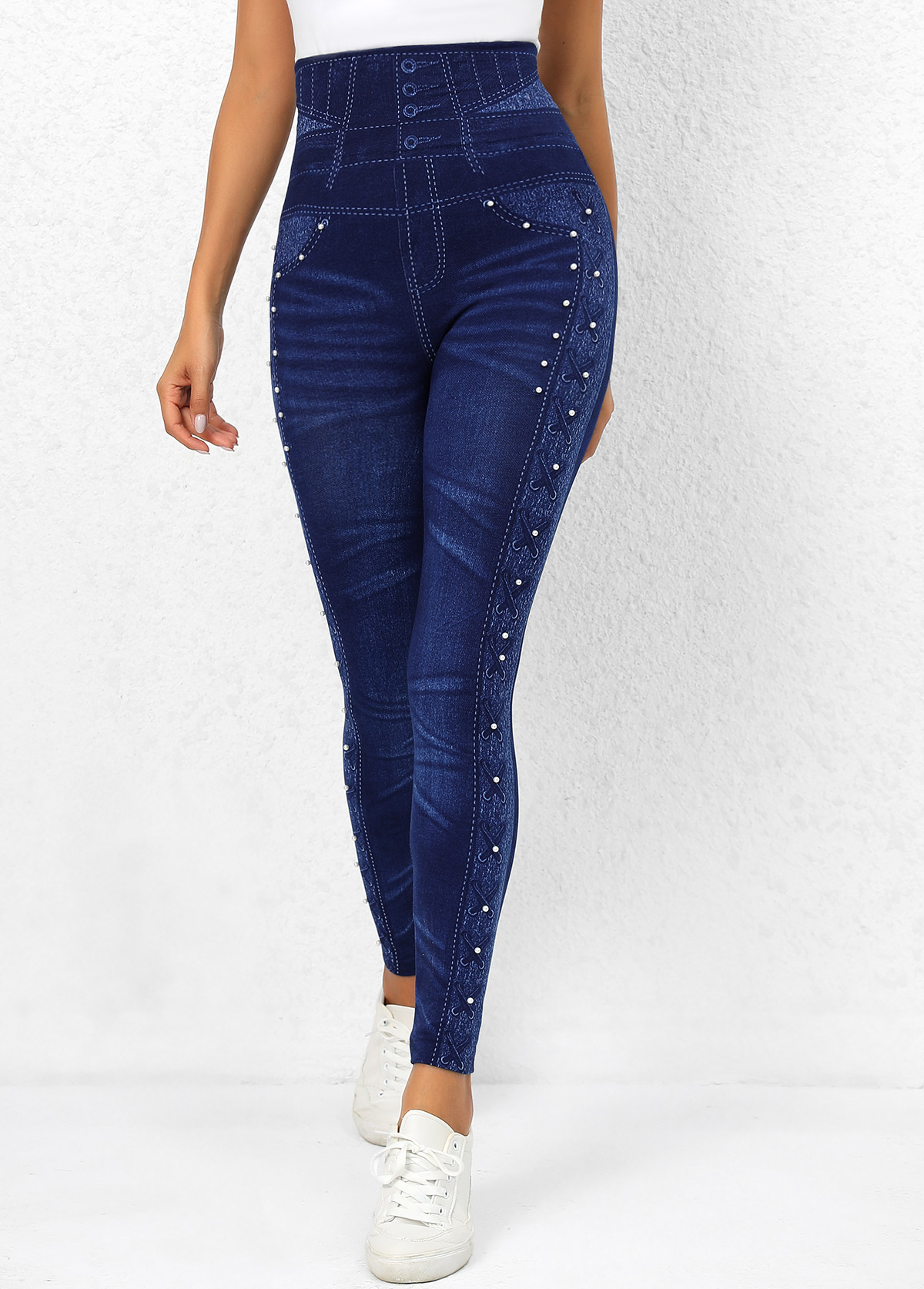 Beaded Elastic Waist Leggings